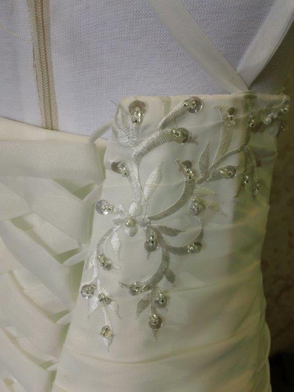 Feather Flower girl dress corset back